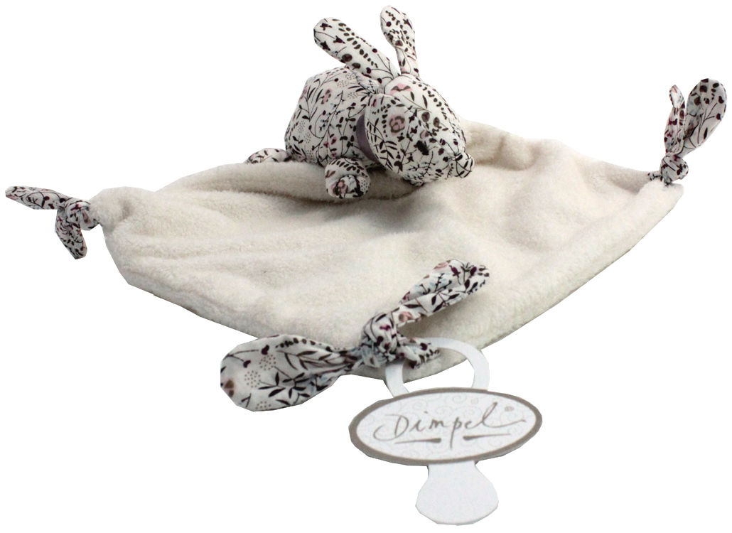  lila lapin attache-sucette liberty violet blanc 